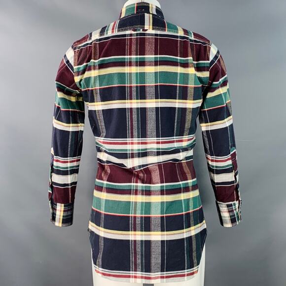 THOM BROWNE Size XS Multi Color Plaid Cotton One Pocket Long Sleeve Shirt - Picture 4 of 6